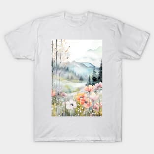 Boreal watercolor colorful wild flowers meadow T-Shirt